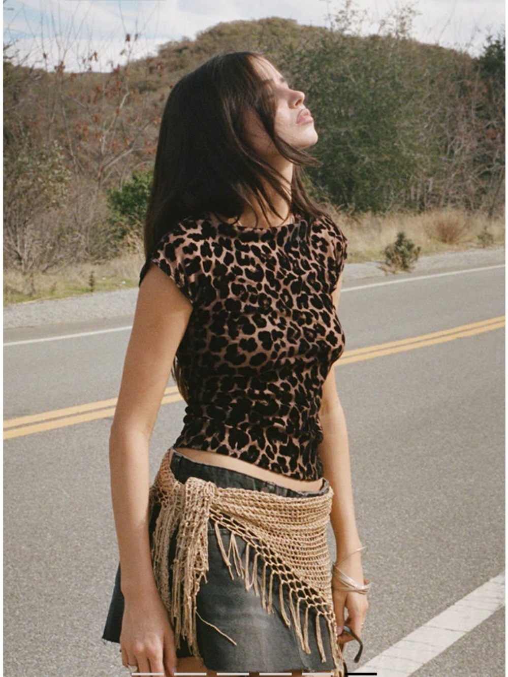 Motel Rocks Leopard Print Mesh Going Out Top - Picture 2 of 5